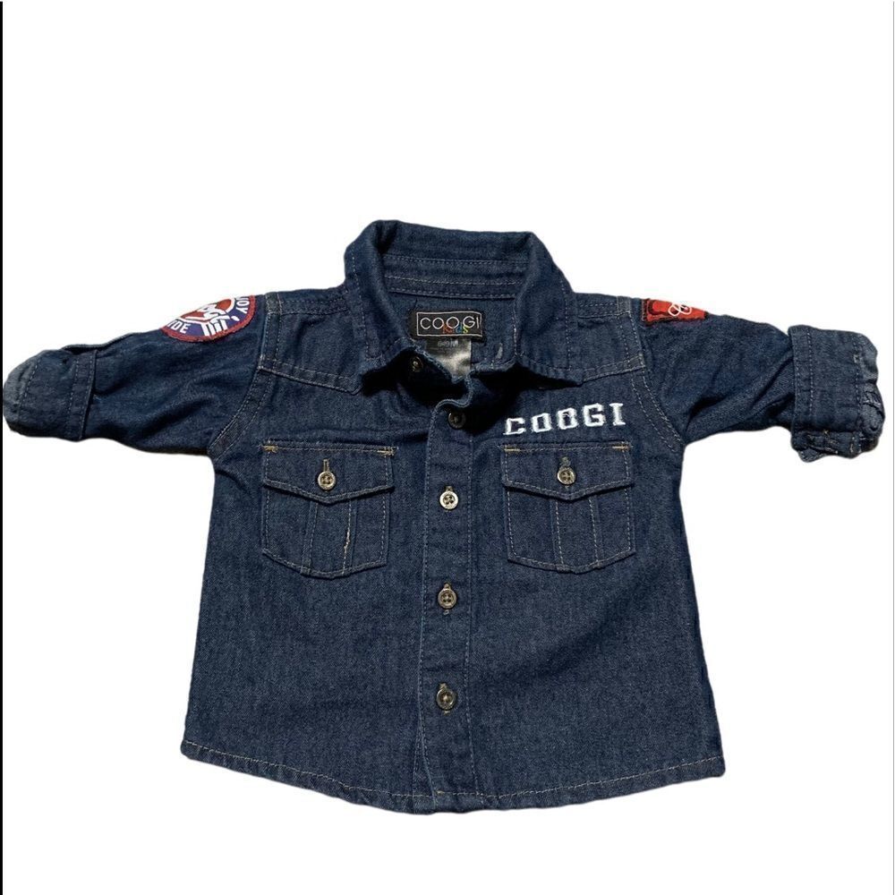 Coogi Denim and Patches Button Down Sz 6-9Mos